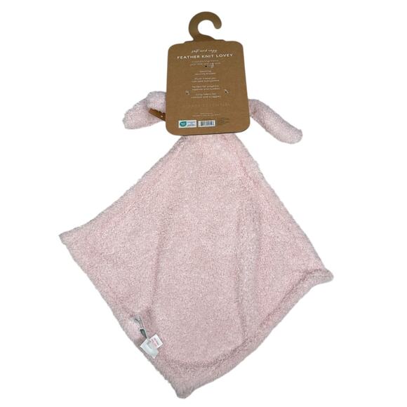 Levi and Emmie Feather Knit Lovey Pink Bunny Rabbit Security Baby Blanket Soft - Picture 2 of 8